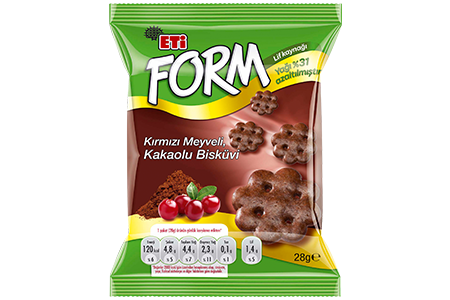 Form Kırmızı Meyveli Kakaolu Biskuvi