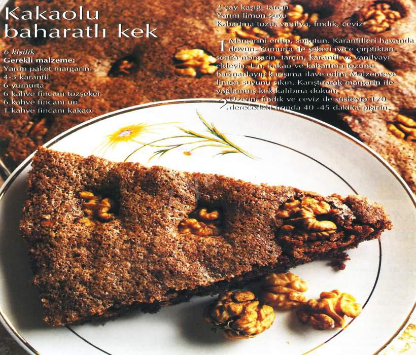 Kakaolu Baharatlı Kek